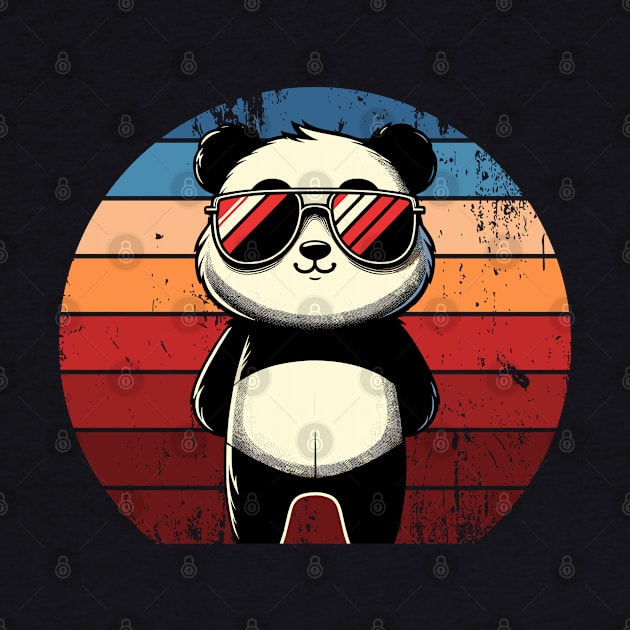 Retro Panda in Sunglasses BBQ Pool Party Funny Panda by KsuAnn